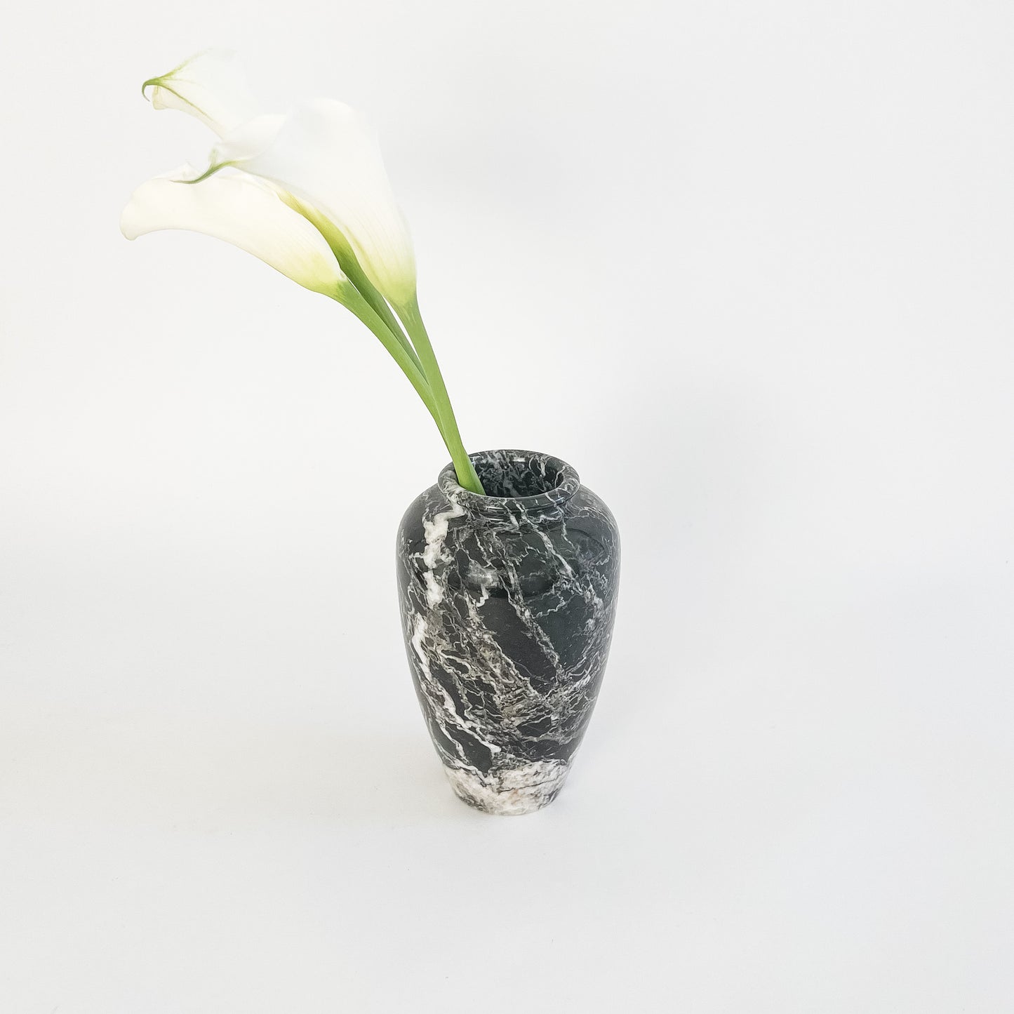 black + white marble vase