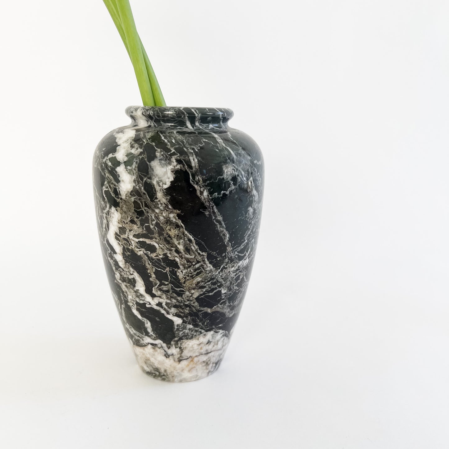 black + white marble vase