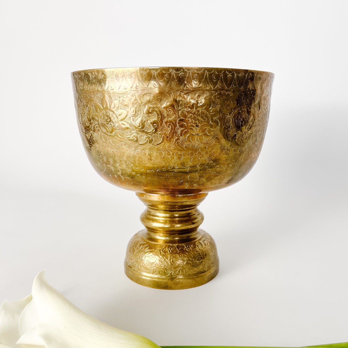 etched brass pedestal