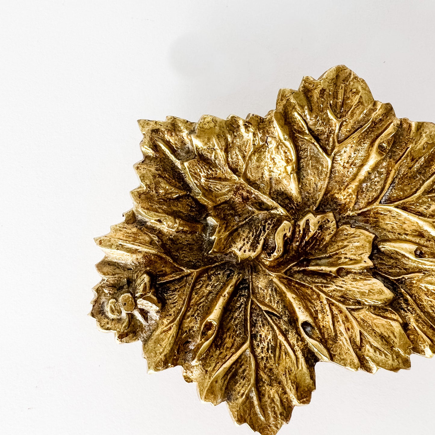 Belgian brass leaf trinket dish