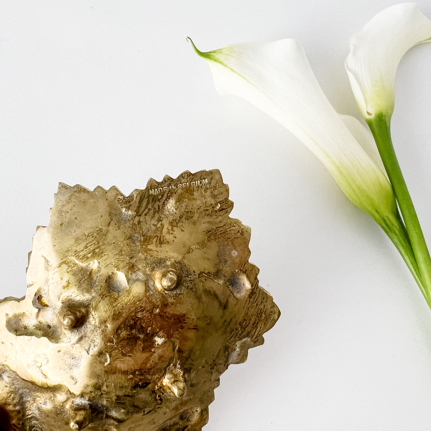 Belgian brass leaf trinket dish