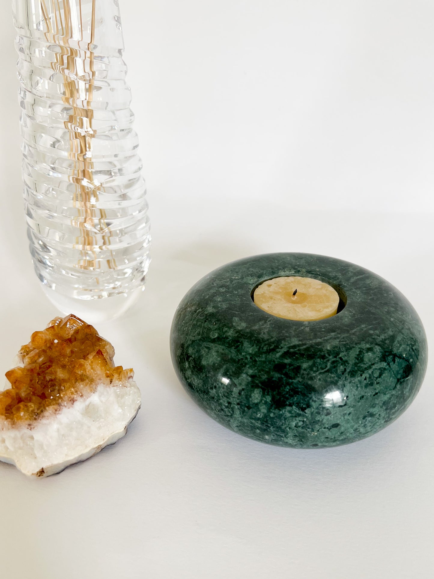 green marble tealight holder