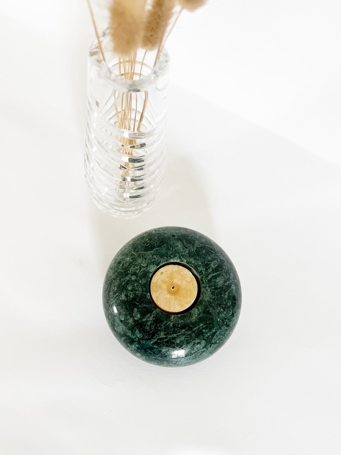 green marble tealight holder