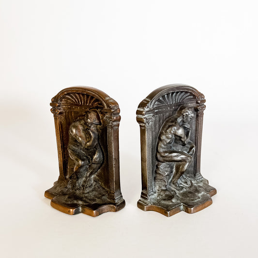 bronze thinker bookends